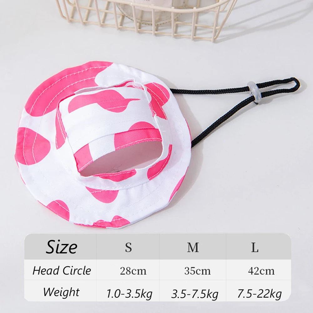 Pet Bucket Hat Summer Sun Cap Adjustable for Small Medium Dogs