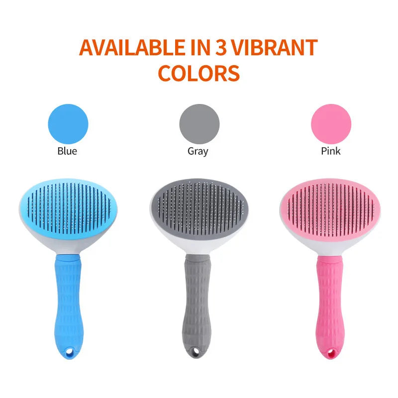 One Button Self Cleaning Pet Brush for Dogs Cats, Gentle Slicker