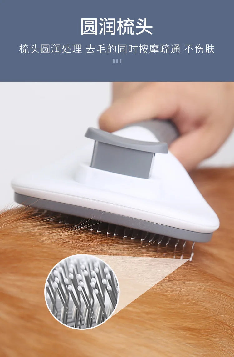 Self-Cleaning Pet Slicker Brush One-Click Cat Dog Hair Remover