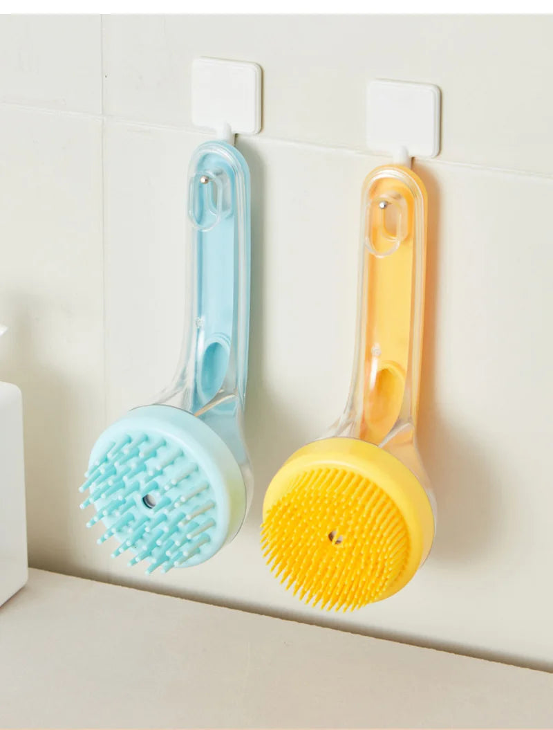Long Handle Dog Cleaning Brush Soft Silicone Pet Bathing Brush Pet