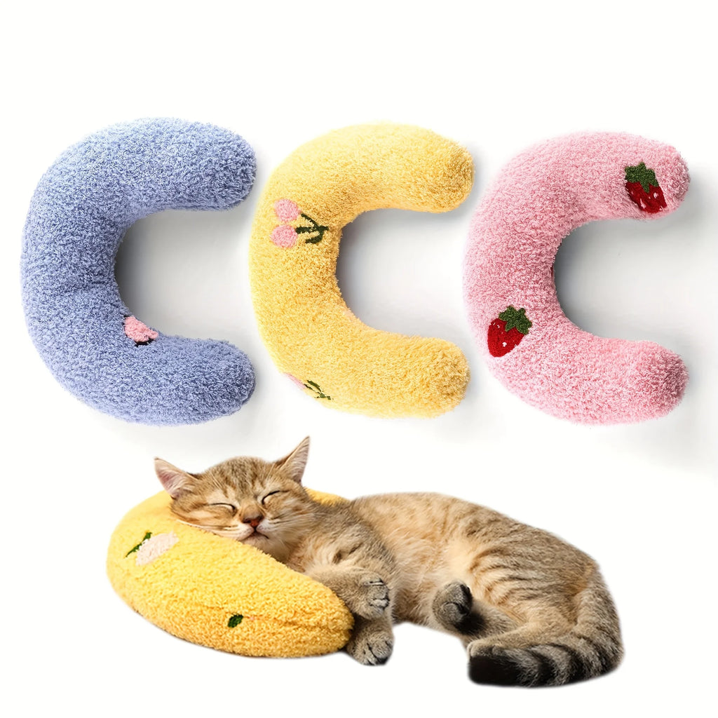 New 2026 Cat Moon Shaped Pillow Super Soft Plush Half Donut Pillow