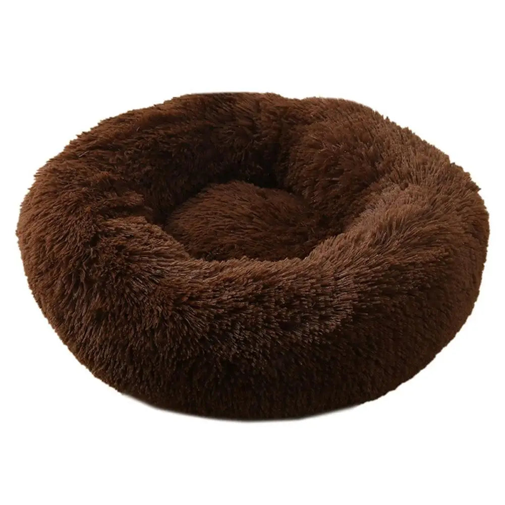 Soft Pet Cat Bed Pad Plush Warm Faux Fur Dog Calm Bed Donut Round
