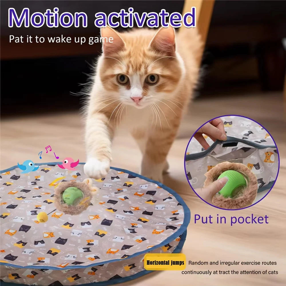 Smart Interactive Cat Toys Ball Fast Rolling in Pouch Hide and