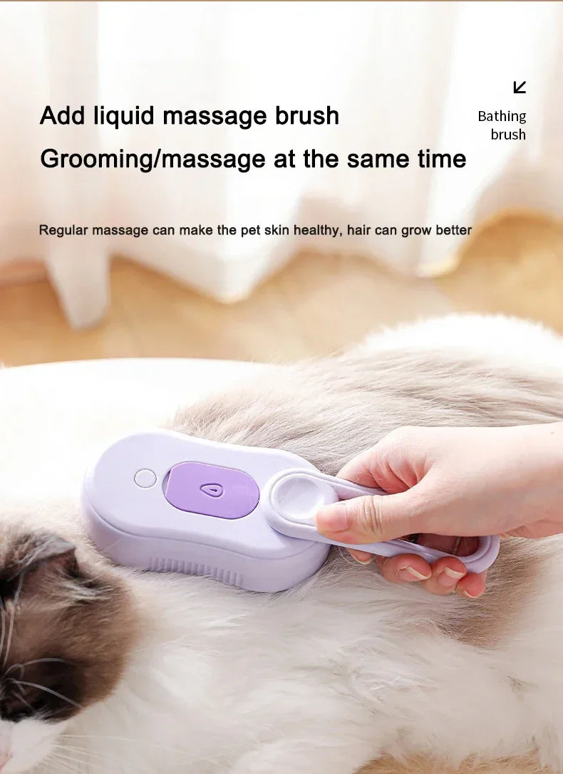 3 in 1 Pet Electric Steam Brush Cat and Dog Cleaning Spray Massage