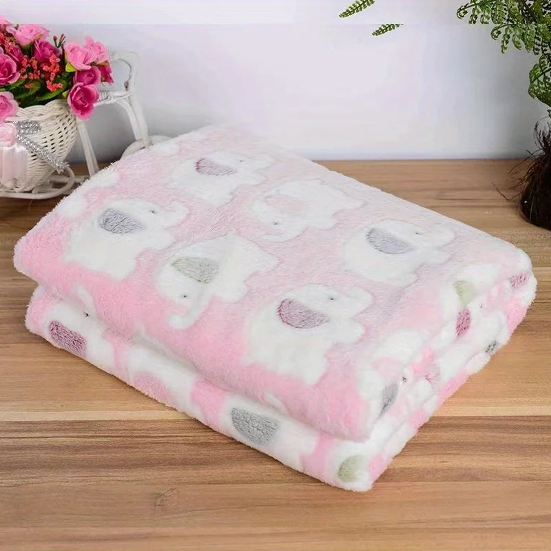 Soft and Cozy Cartoon Elephant Pet Blanket