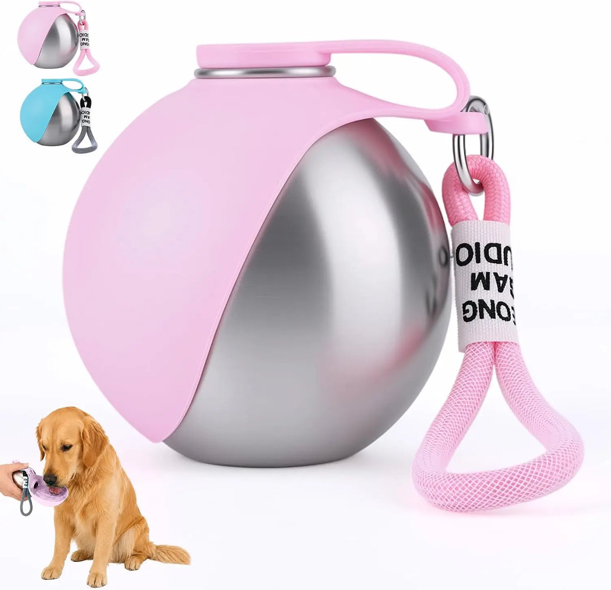 Portable Dog Water Bottle, Plastic/Stainless Steel Pet Water