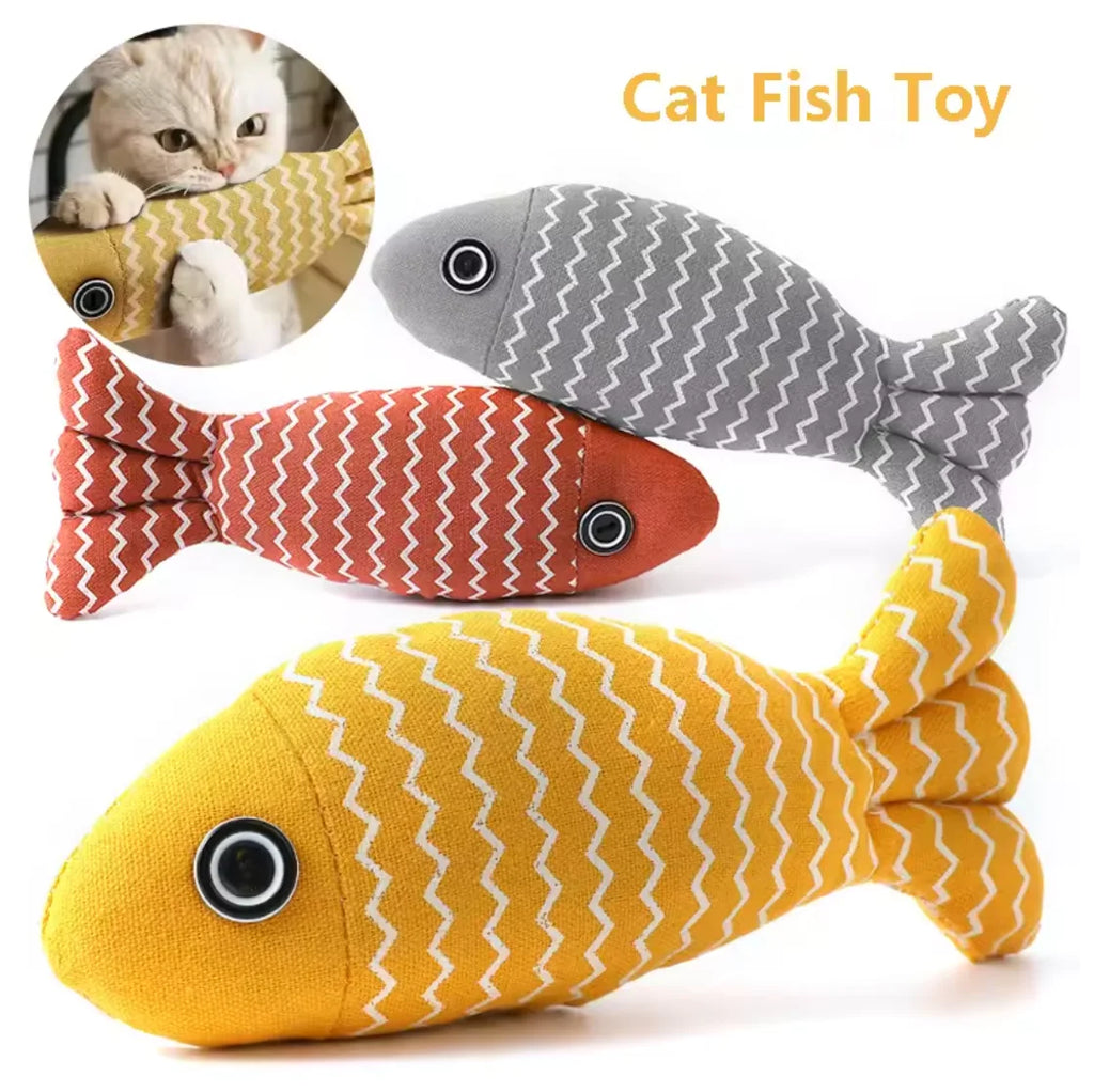 Pet Toys Cat Chew Toys Linen Fish Pillow Chew Training Toy