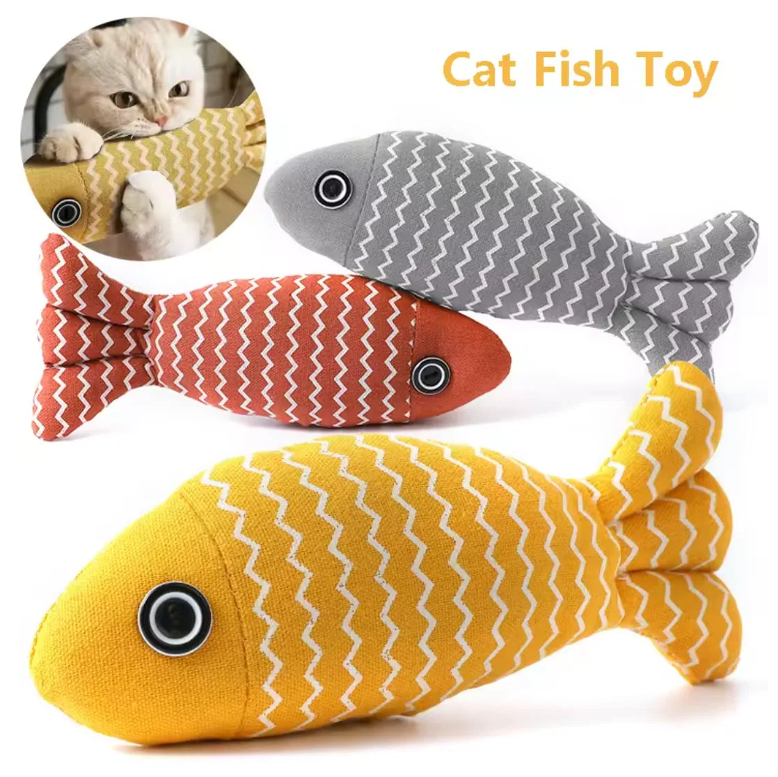 Pet Toys Cat Chew Toys Linen Fish Pillow Chew Training Toy