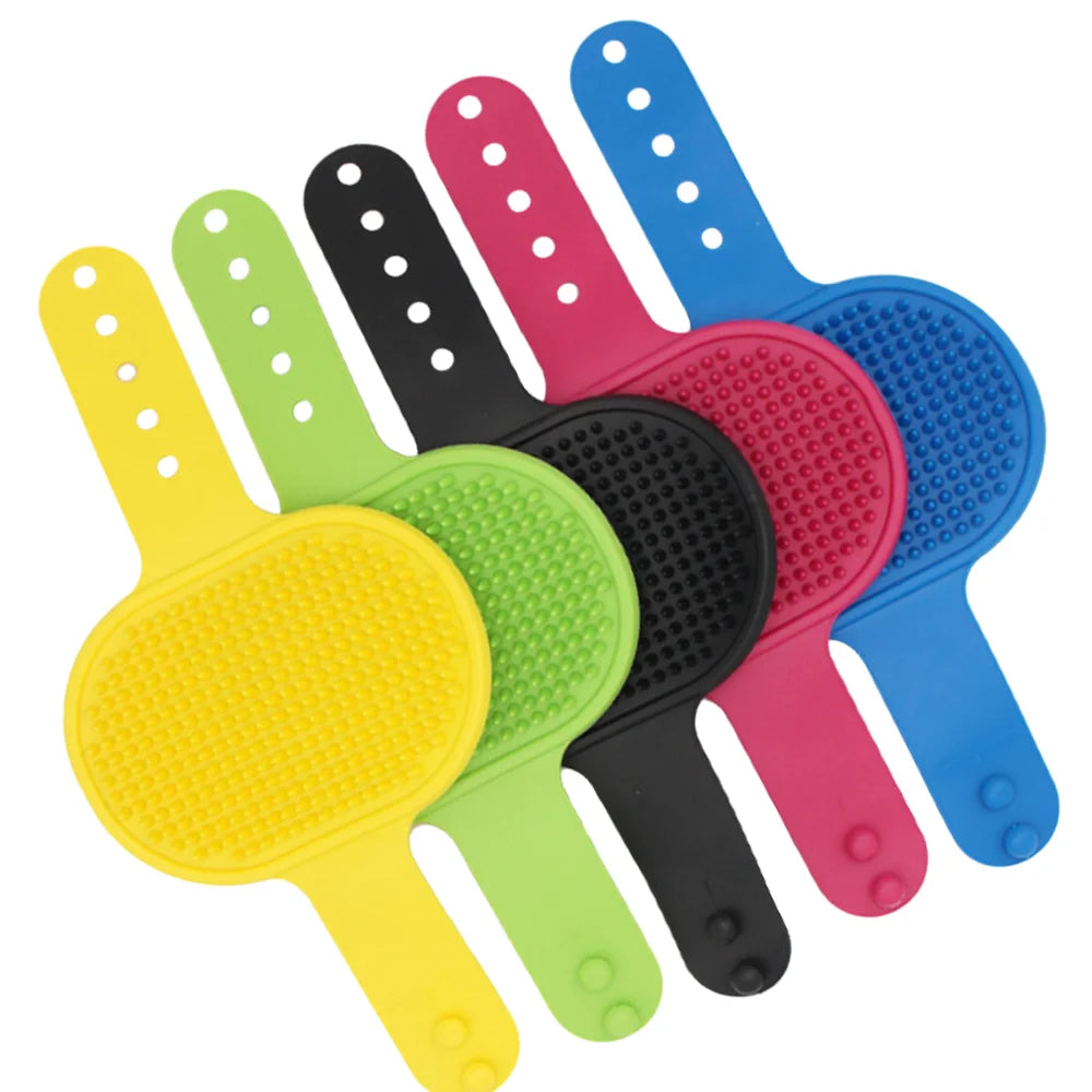 Pet Grooming Brush for Bath Massage, Silicone Bristle Deshedding