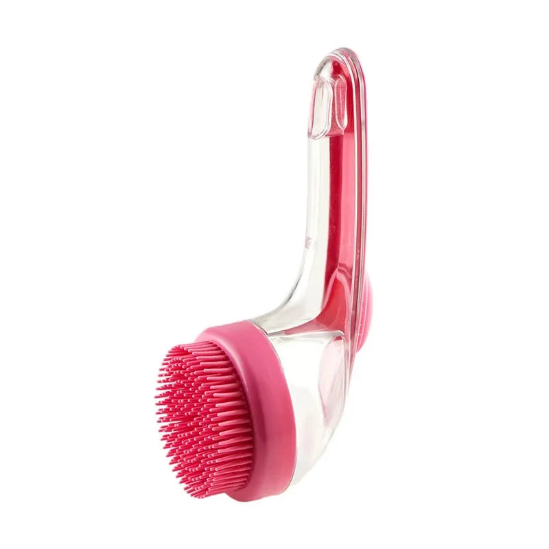 Pet Bath Brush Soft Silicone Long Handle with Shampoo Dispenser