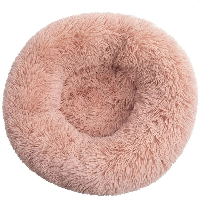 Round Pet Bed for Large Dog Bed Donut Long Plush Cat Bed for