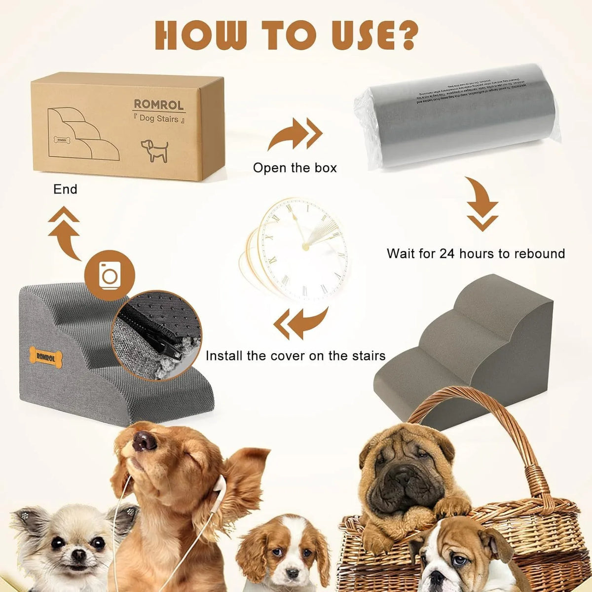 Ladder Dogs Pets Bone Handle Puppys Stairs Beside Sofa Bed Ramp