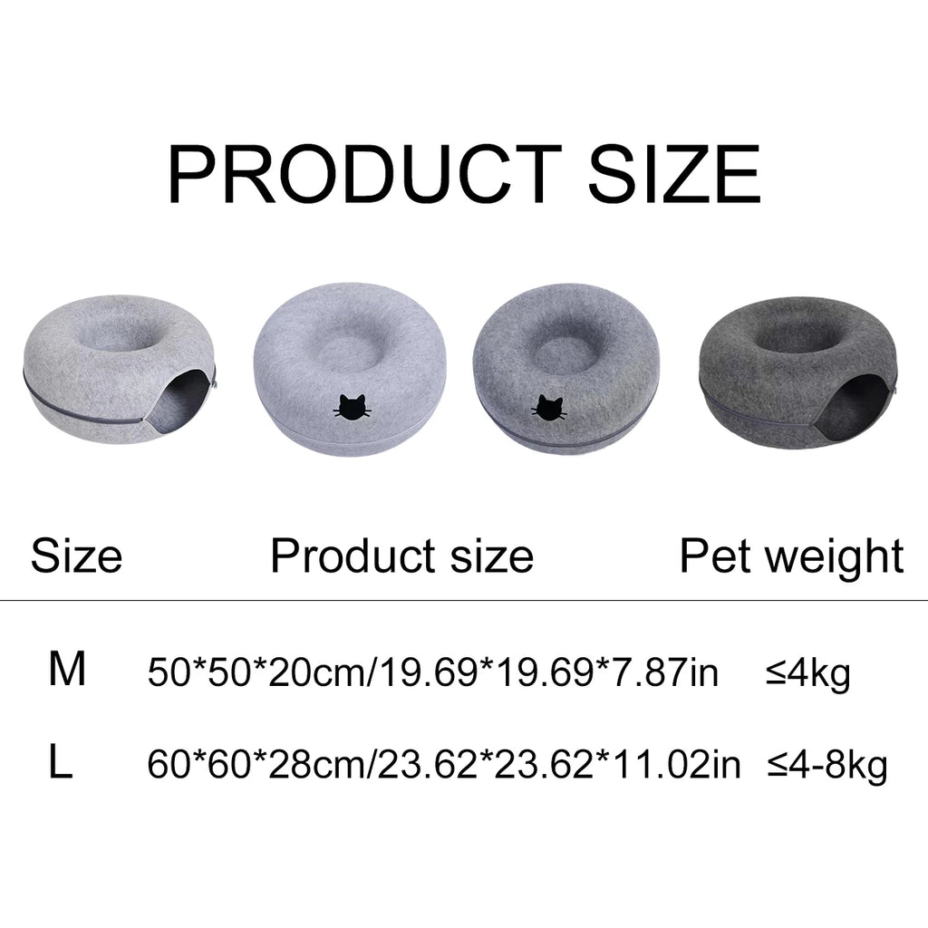 B-Tunnel Donut Cat Bed Interactive Tunnel Pet Felt Indoor Toys