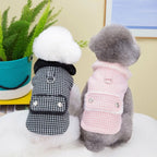 Warm Fashion Ins Winter Pet Dog Clothing Houndstooth Dog Coat