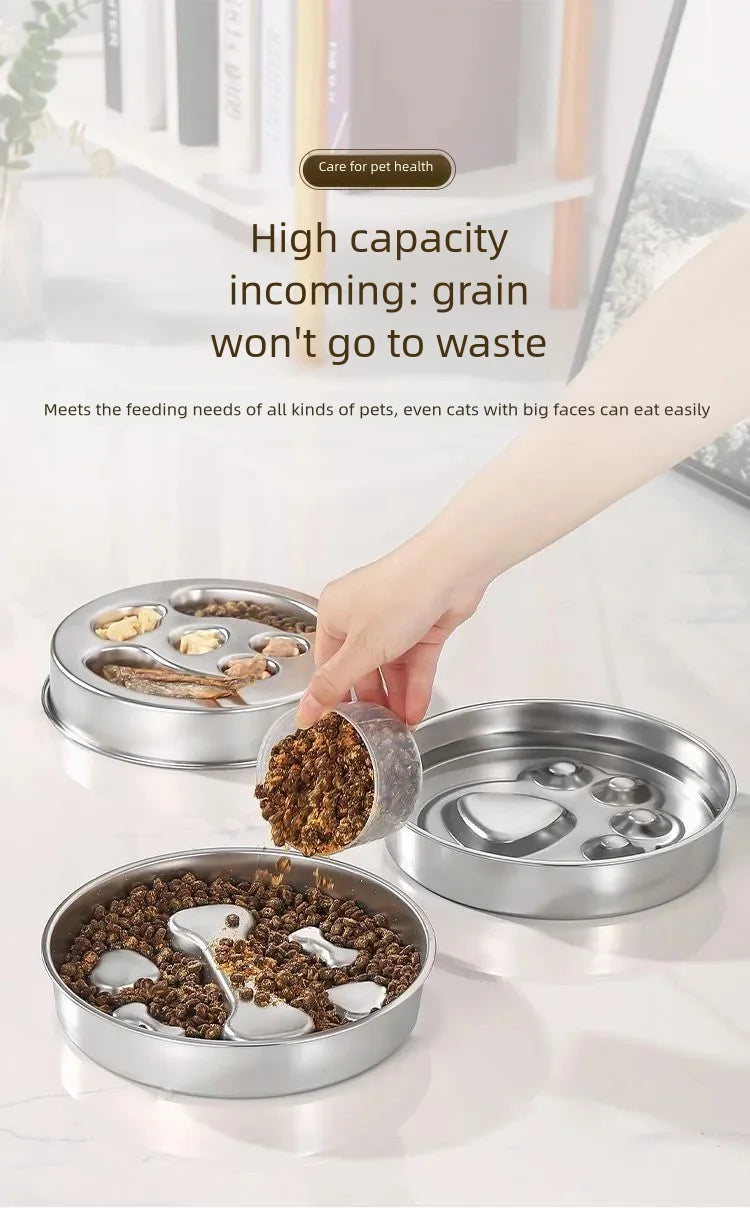 Stainless Steel Slow Feeder Bowl, Non-Slip Pet Food Bowl