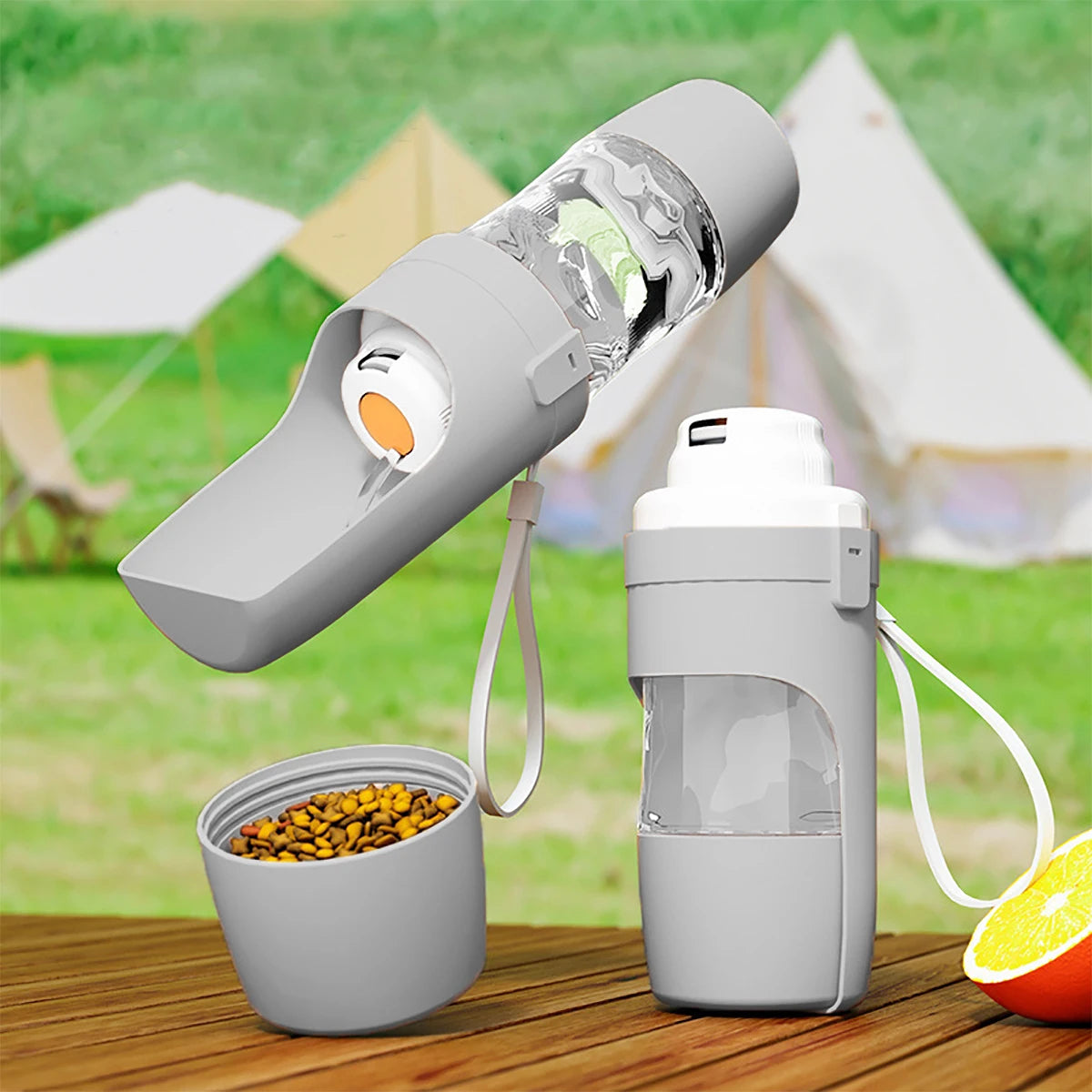 Portable Water Bottle with Food Container for Dogs