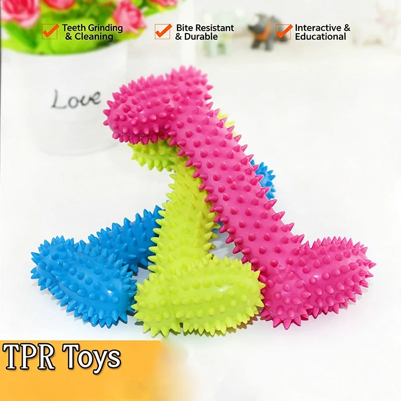 Bone Shape Soft Rubber Pet Chew Toy Bite Resistant Teeth Grinding