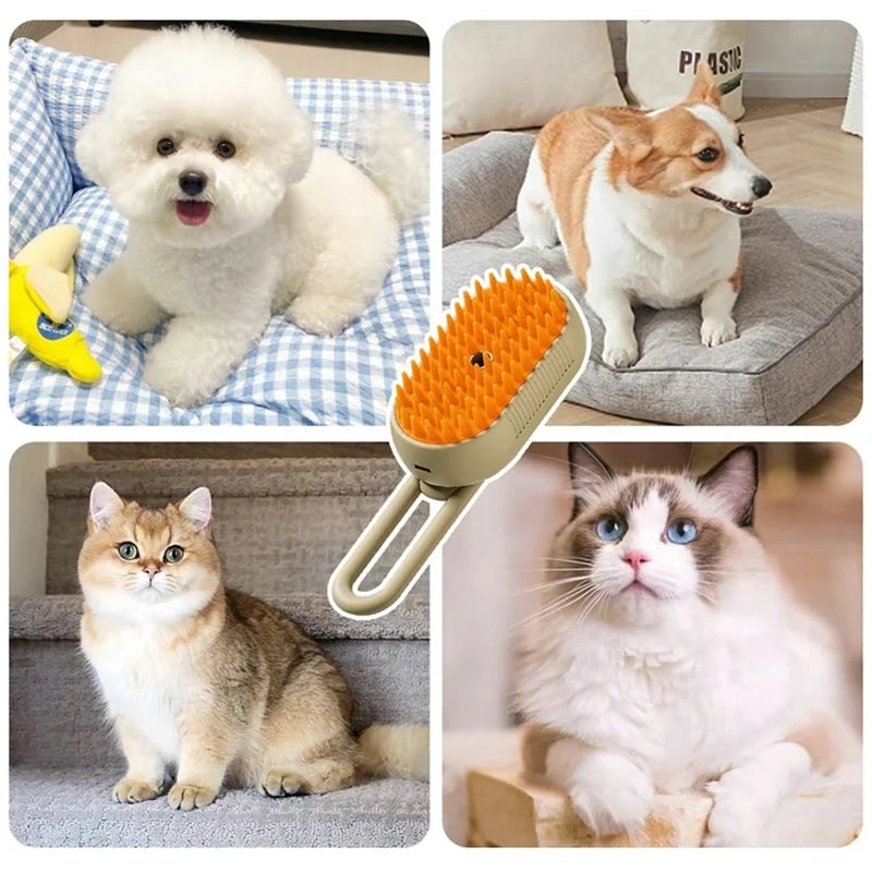3 in 1 Pet Electric Steam Brush Cat and Dog Cleaning Spray Massage