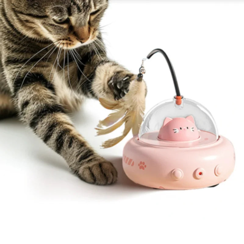 Smart Interactive Cat Toy Usb Rechargeable Rotating Feather