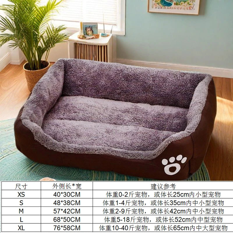 Large Pet House Dog Bed Cat Mat Long Plush Deep Sleeping Warm Soft