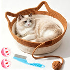 Cat Instinct Basket - Hand-Woven Cotton Rope Fun Bed, Equipped