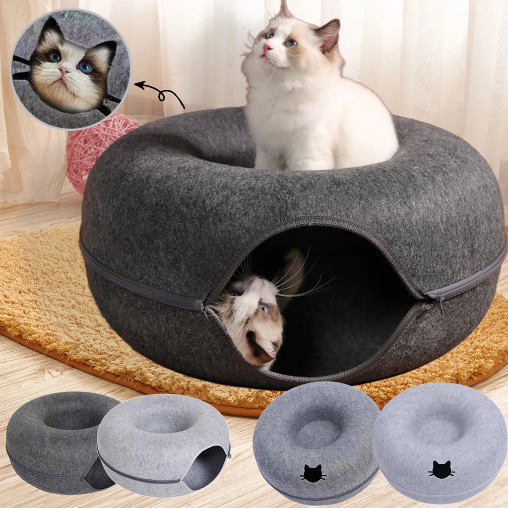 Felt Donut Bed for Cats House with Breather Hole Dog Bed