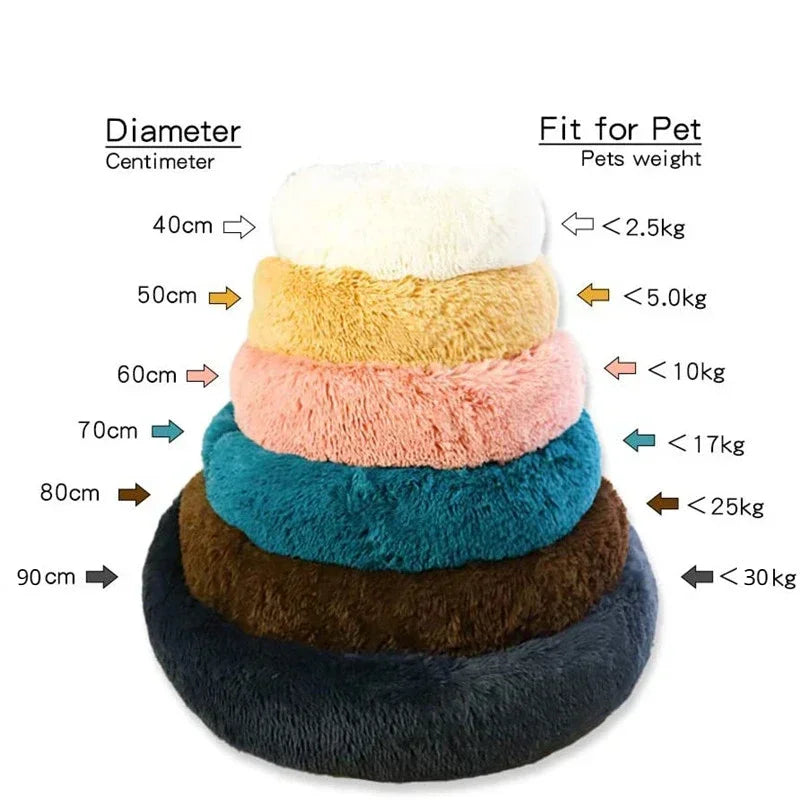 Round Pet Bed for Large Dog Bed Donut Long Plush Cat Bed for