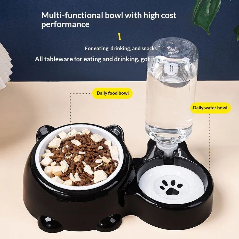 Pet Bowl 2-in-1 Auto Water Feeder, Tilted Elevated Cat Dog Bowl