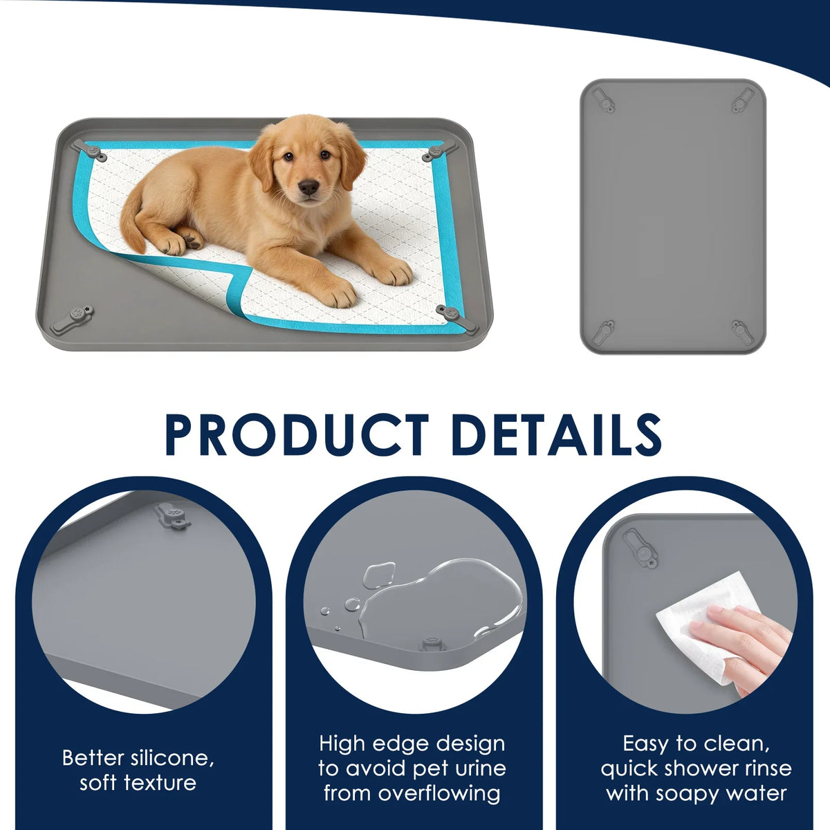 Pet Pee Pad Holder Silicone Dog Urine Pad Holder with Corner Snaps