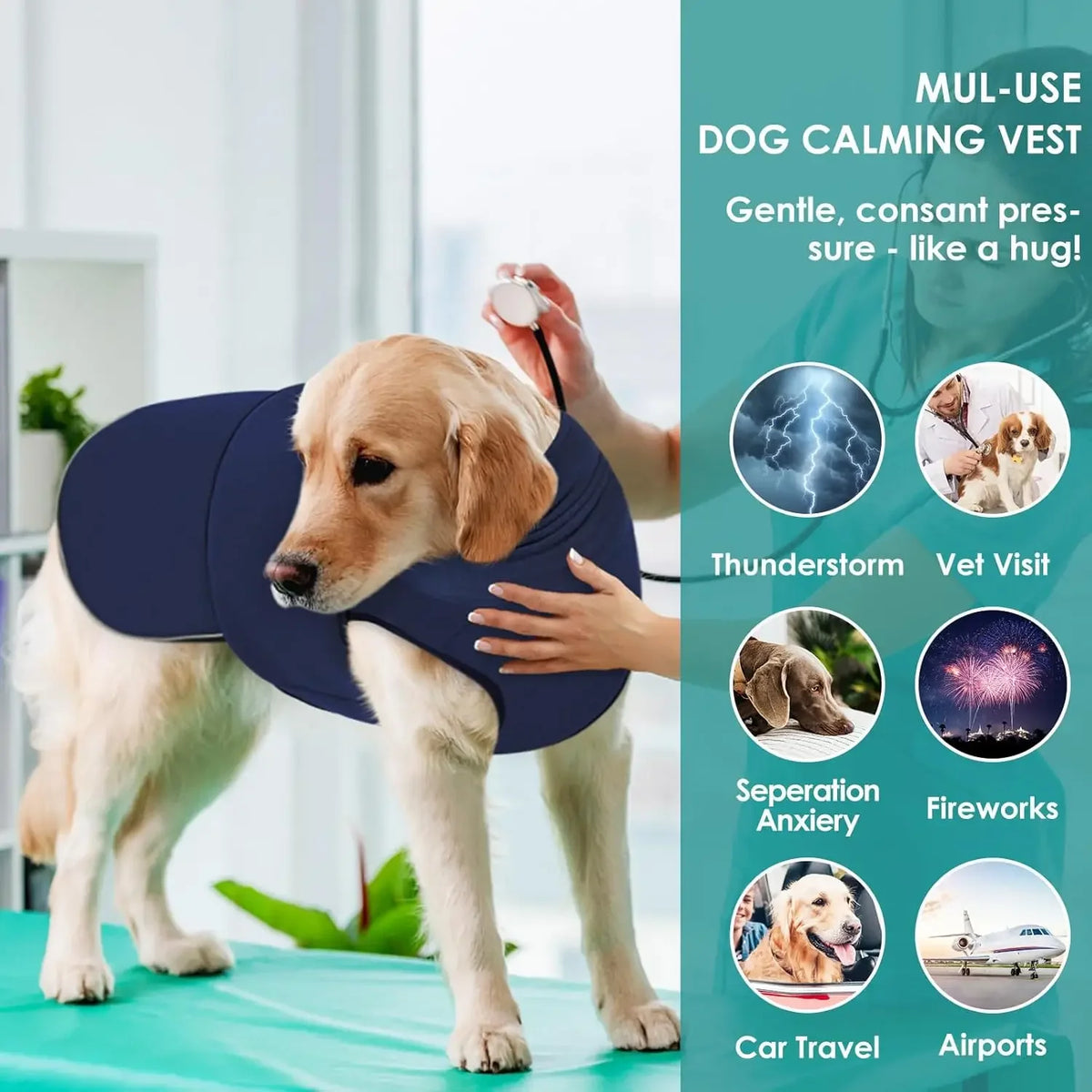 Dog Anxiety Vest,Thunder Jacket For Large Dog Calming Jacket With