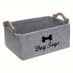 Stylish Felt Pet Toy Storage Basket - Durable Organizer for Cat &
