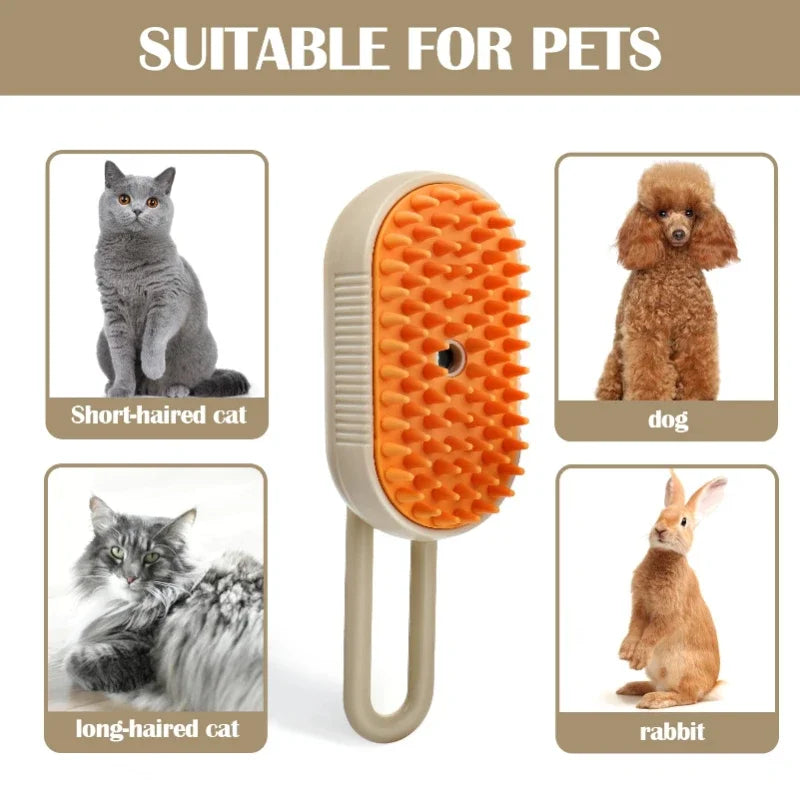 3 in 1 Steam Cat Brush Pet Hair Remover Vaporizer Grooming Comb