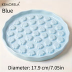 Kemorela Ceramic Slow Feed Cat Bowl - Paw Design Pet Food Dish
