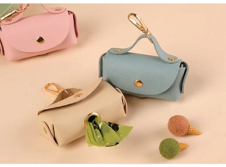 Faux Leather Portable Waste Bag Dispenser