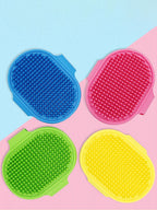 Pet Grooming Brush for Bath Massage, Silicone Bristle Deshedding