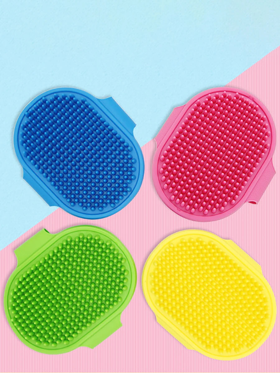 Pet Grooming Brush for Bath Massage, Silicone Bristle Deshedding