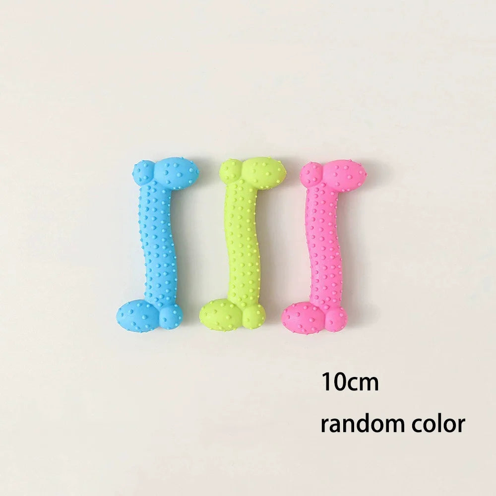 Bone Shape Soft Rubber Pet Chew Toy Bite Resistant Teeth Grinding