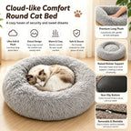 Soft Pet Cat Bed Pad Plush Warm Faux Fur Dog Calm Bed Donut Round