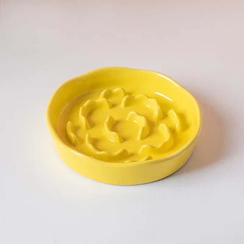 Ceramic Slow Food Bowl,Neck Protection Bowl Not Easy to Knock Over