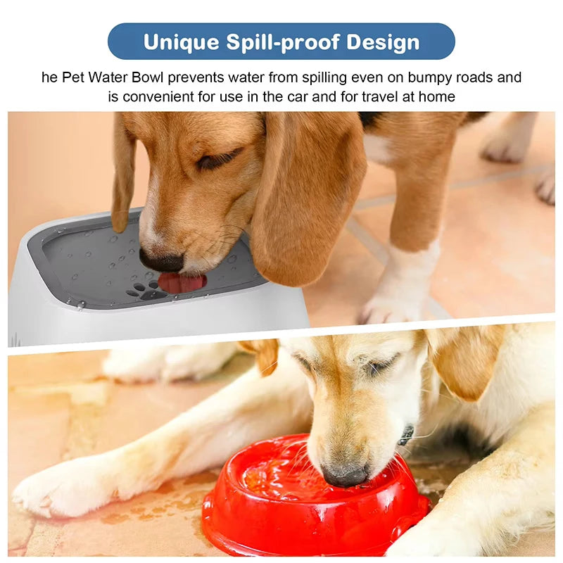 Dog Water Bowl Dog Feeders Slow Water Feeder No-Spill Pet Bowl