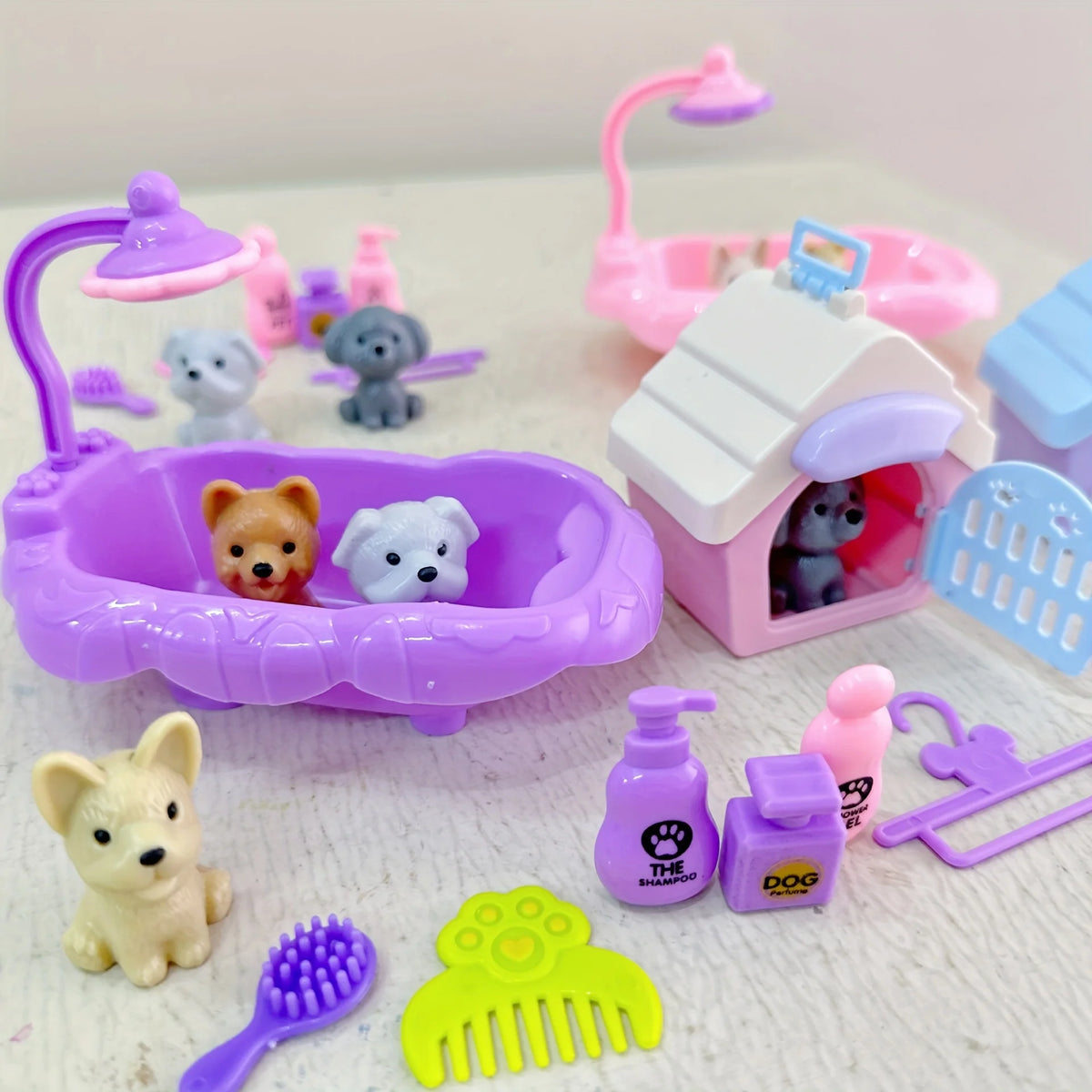 Cute Dog Pet Basket Doll Set