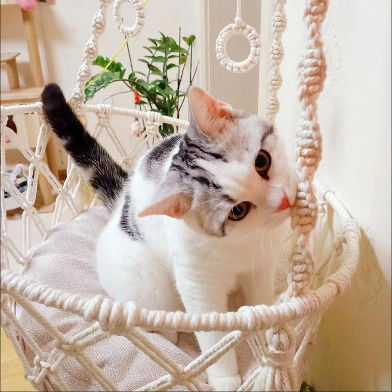 Winter Pet Hammock Cat Swing Hand Woven Cotton Rope Cats Hanging