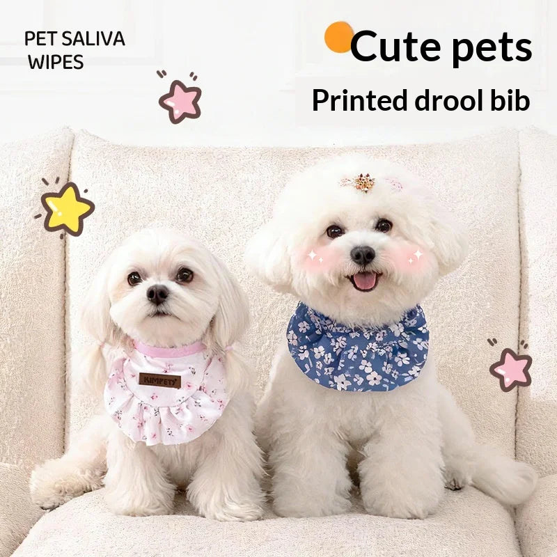 Adjustable Pet Bandana Cotton Pet Drool Bib Flower Cute Dog Cat