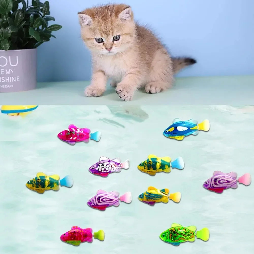 Cat Toy LED Inductive Interactive Swimming Robot Fish Toys Glowing