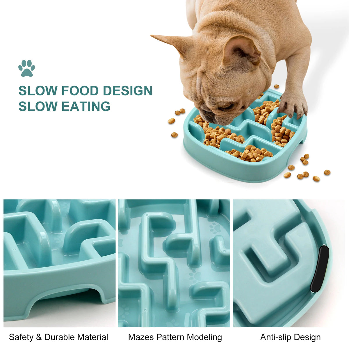 Pet Dog Slow Feeder Bowl Fun Non Slip Anti-Gulping Slower Food