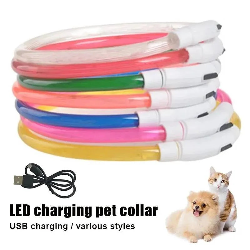 USB Rechargeable Fiber Optic Collar Pet Dog LED Light Collar