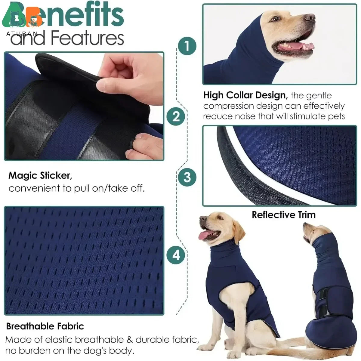 Dog Anxiety Vest,Thunder Jacket For Large Dog Calming Jacket With