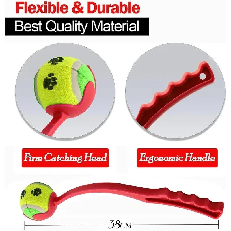 Pet Tennis Ball Launcher Set Outdoor Dog Training Toy Fetch Play