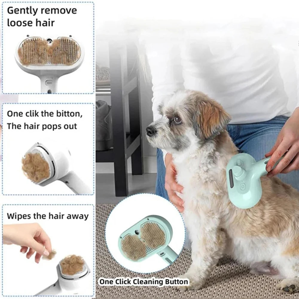 Pet Clean Steam Spray Dog Grooming Brush Unique Steam Brush for