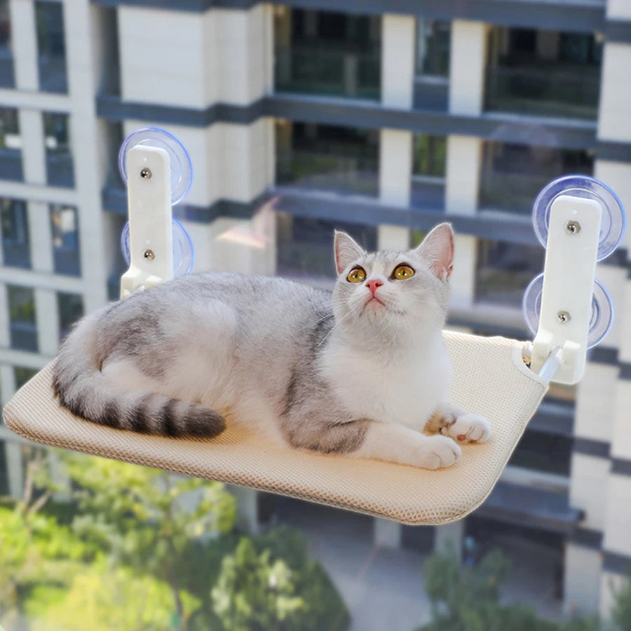 Assembly Free Folding Cat Hammock Plush Mesh Cat Window Wall